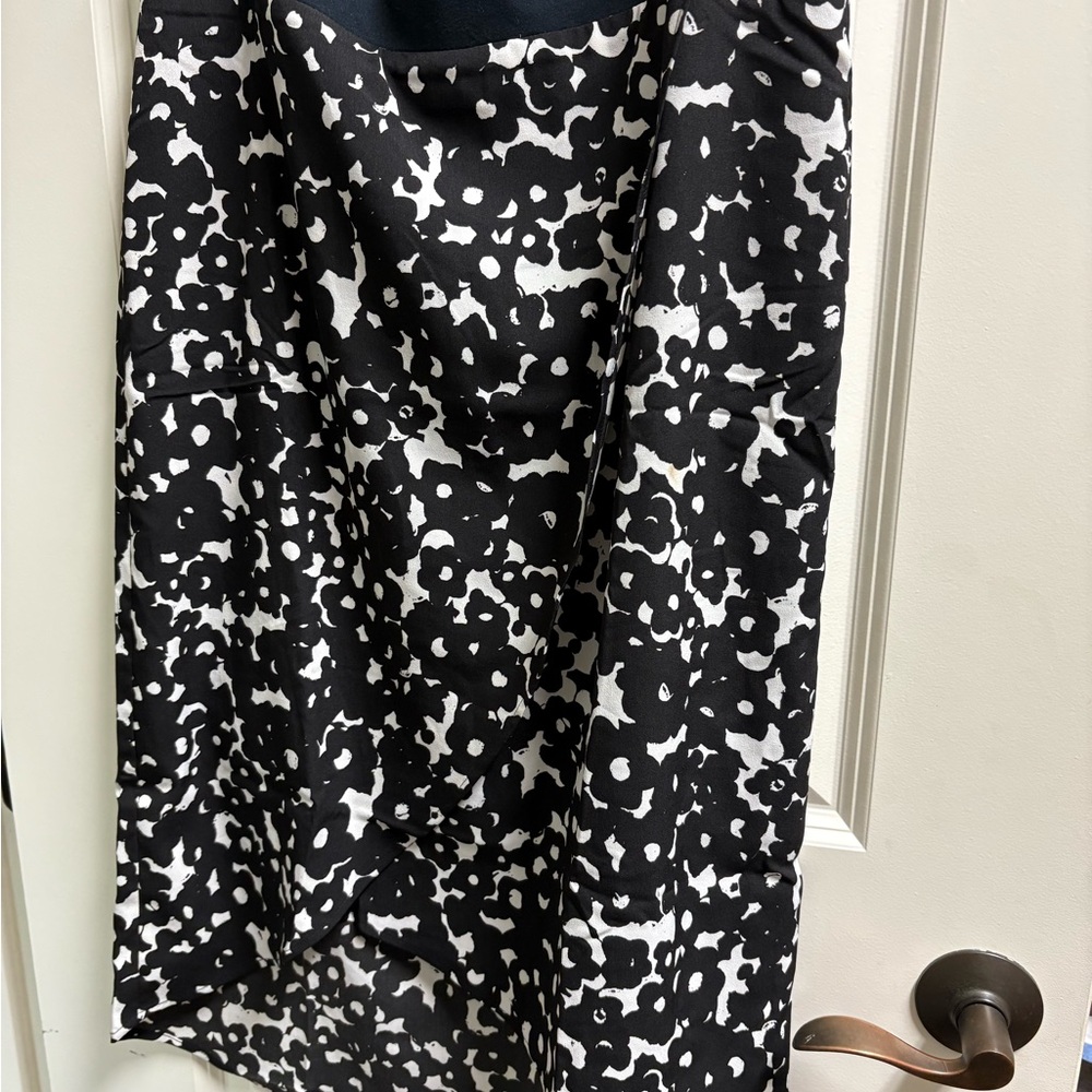 CAbi Black and White Midi Skirt Cocktail